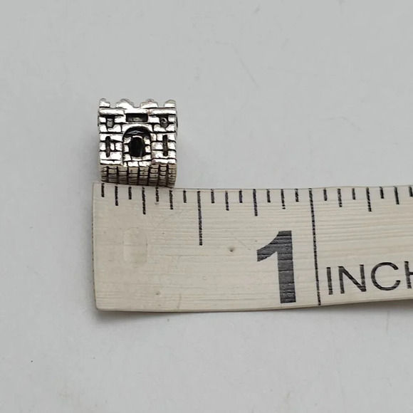 Castle Charm Bead For European Style Bracelets .5 Inch Sterling Silver - Picture 5 of 5